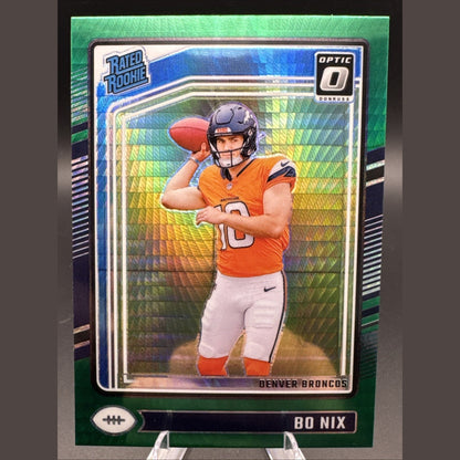 2024 Bo Nix Green Hyper Optic SP Rated Rookie #209 Panini Donruss Prizm Broncos