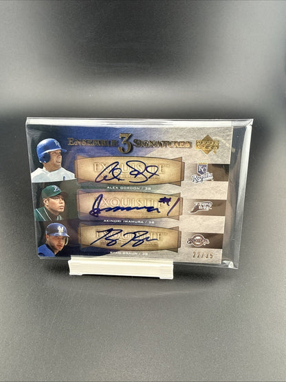 2007 Exquisite Autograph Ensemble Triple Signatures #BLG Bourn Lewis Gomez #/35