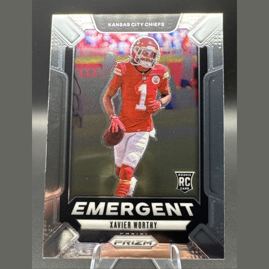 2024 Prizm Xavier Worthy Rookie Emergent #7 Panini Kansas City Chiefs RC Insert