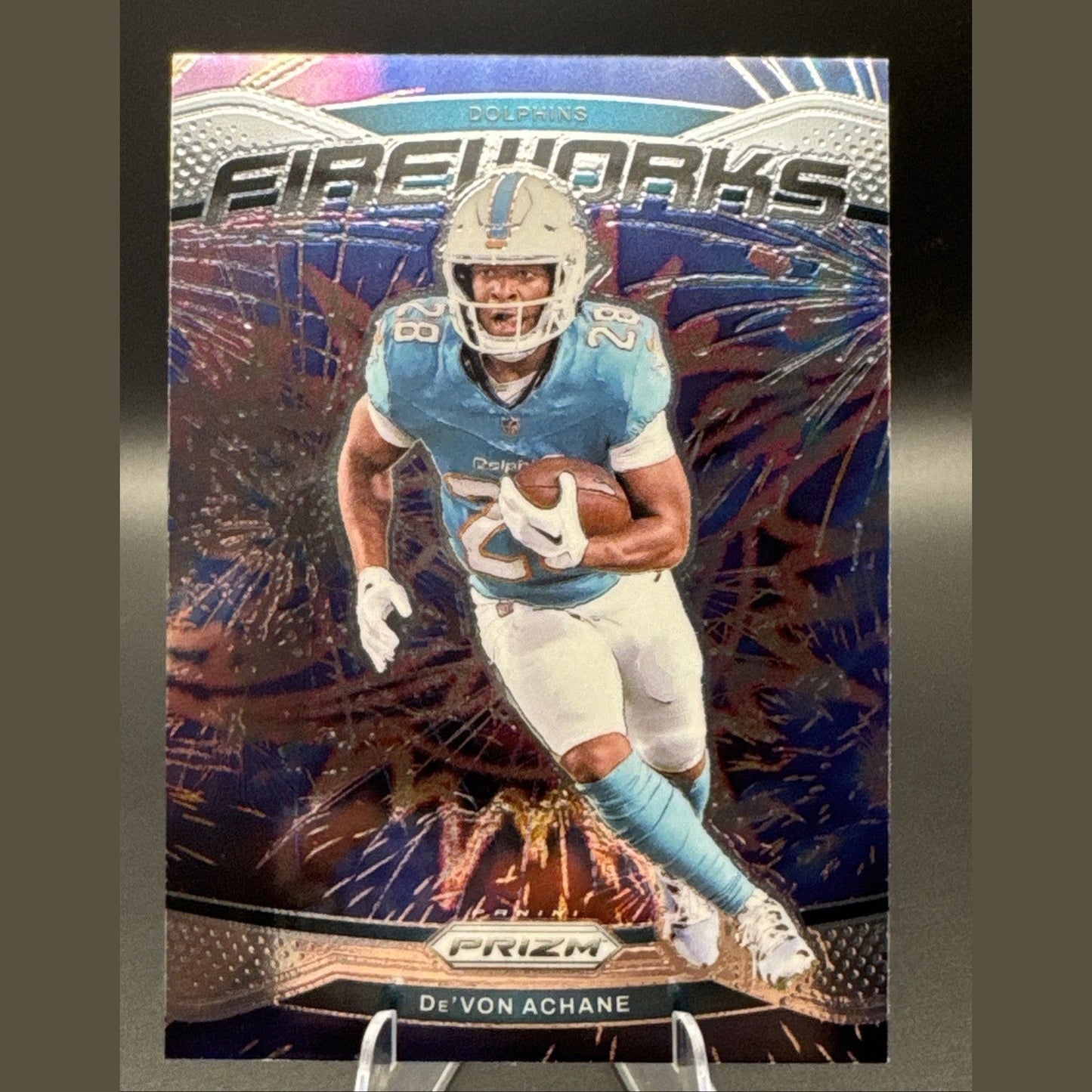 2024 Panini Prizm Devon Achane 12 Fireworks Green Insert Miami Dolphins Football