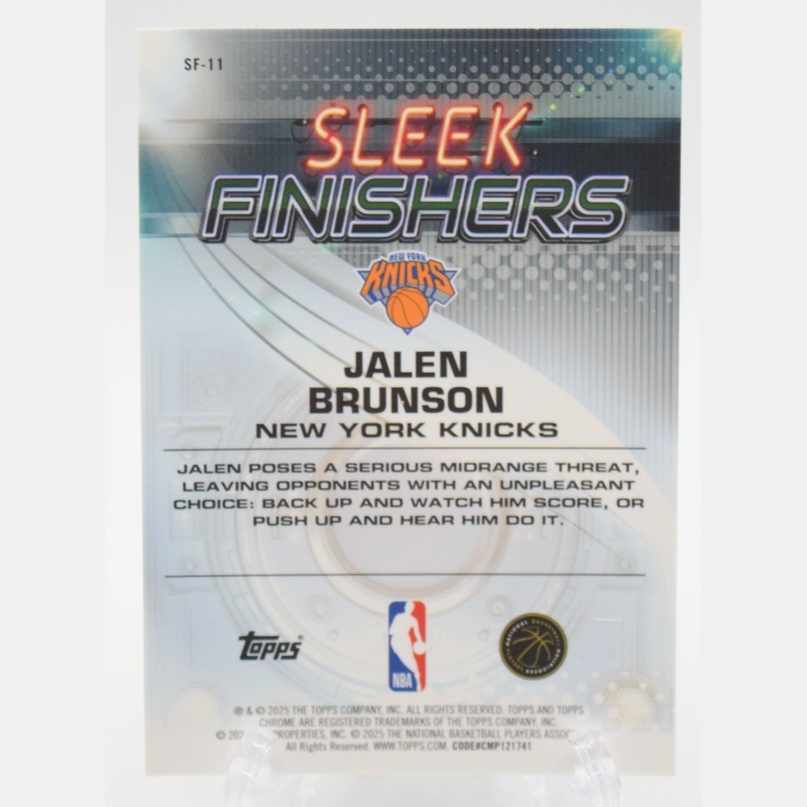 2025-26 Topps Chrome Jalen Brunson Sleek Finishers Green Geometric SF-11 72/99