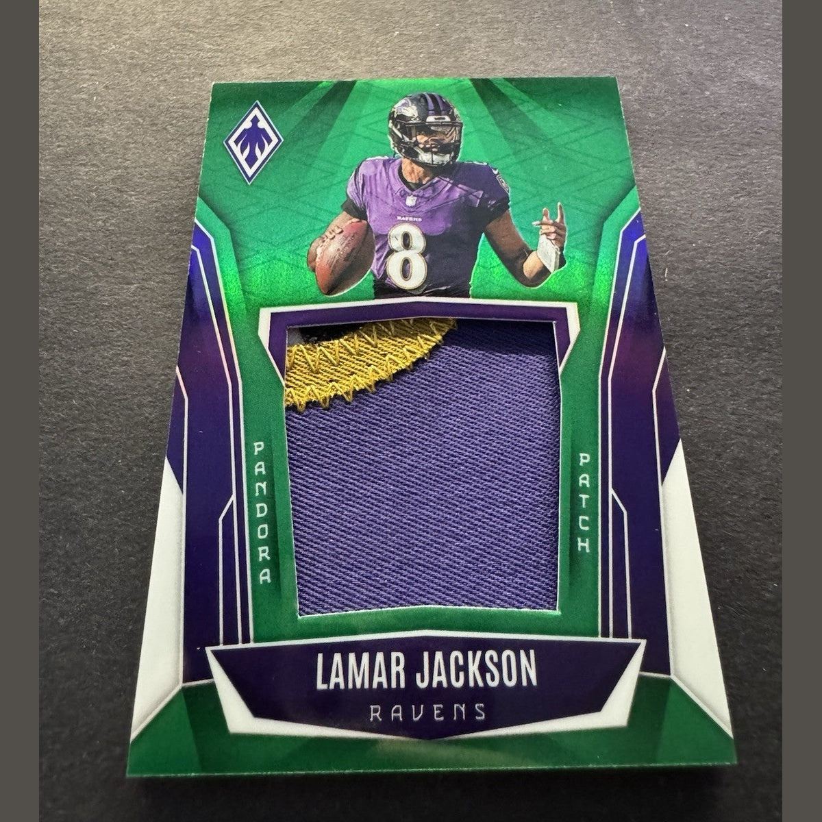 2025 Phoenix Lamar Jackson Green Pandora Patch Jersey Ravens SSP /99 Ravens