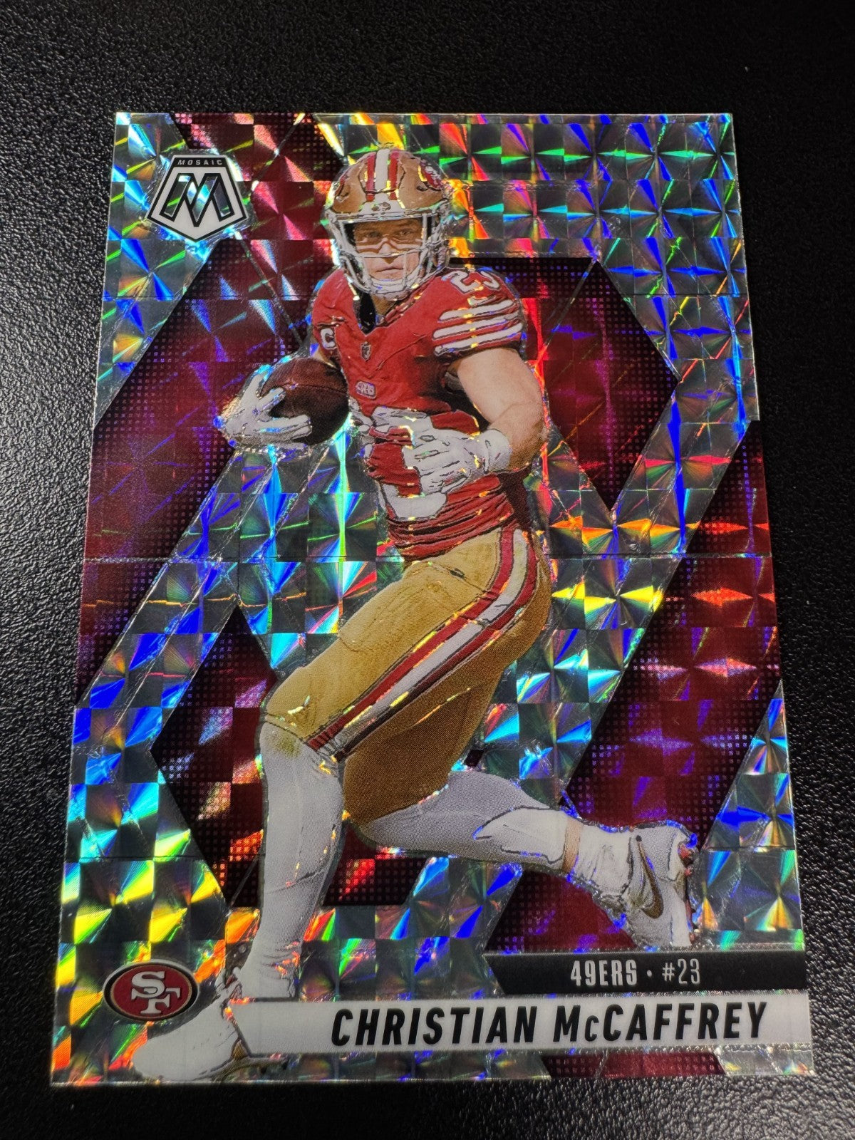 Christian McCaffrey 2025 Panini Mosaic Reactive Silver Prizm Card- #179 49ers