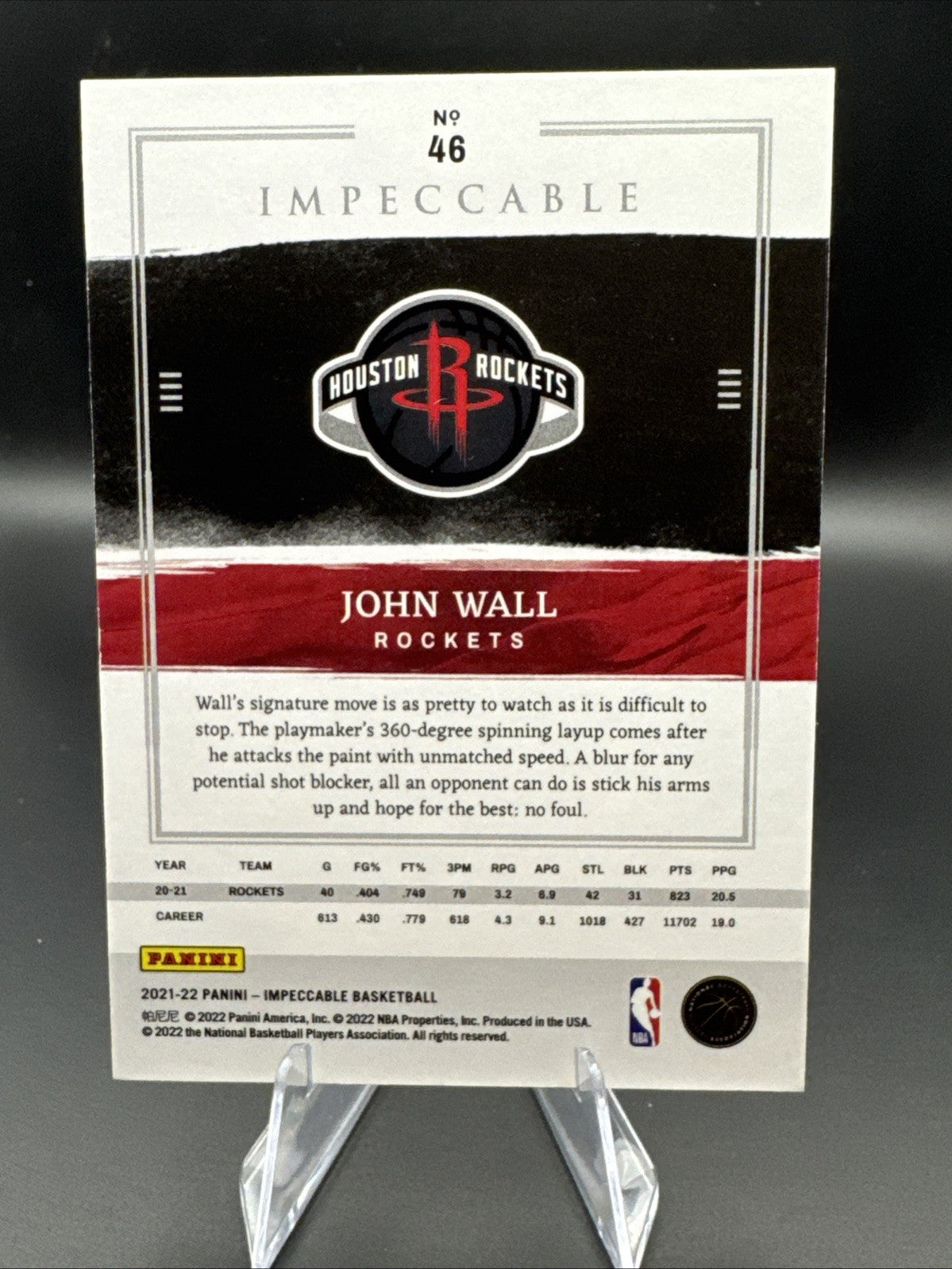John Wall Green 20/35 2021-22 Panini Impeccable #46 Houston Rockets