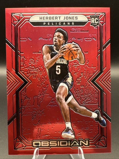 2021-22 Panini Obsidian Basketball Herbert Jones Red Flood Rookie #178 Pelicans