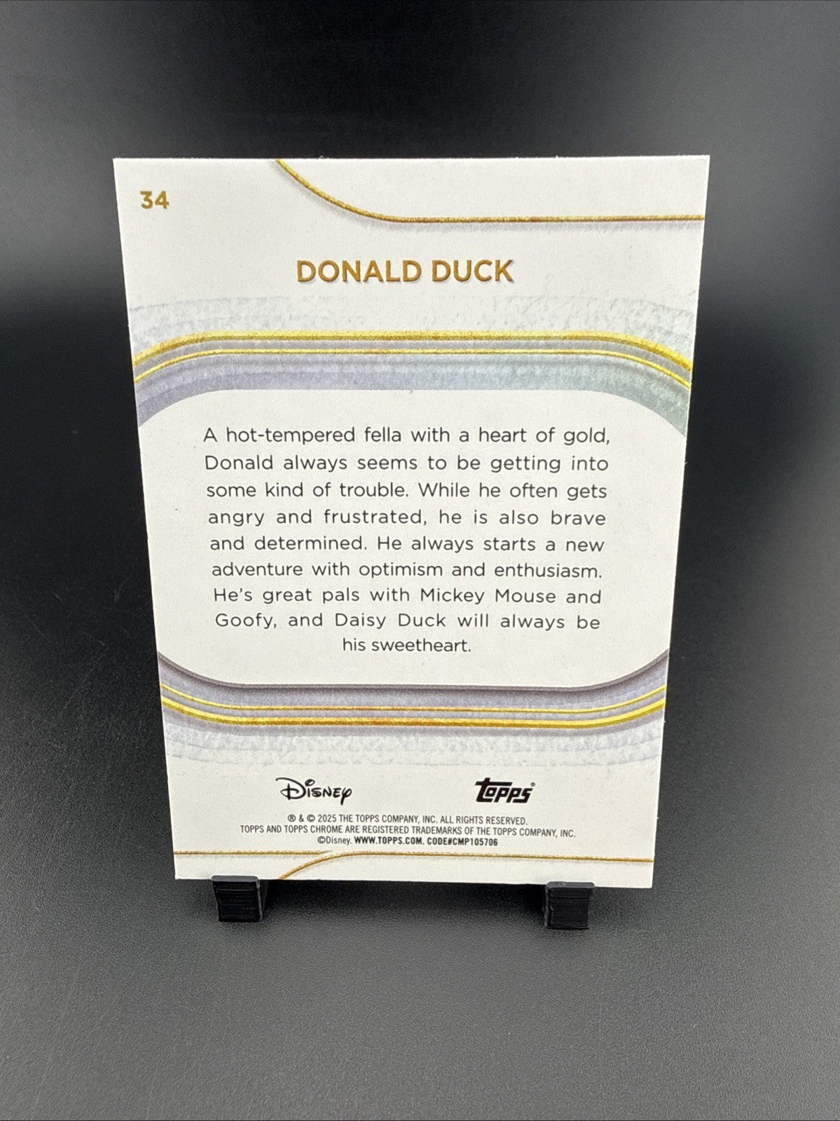 Donald Duck 2025 Topps Chrome Disney Purple Wave Refractor /75 #34