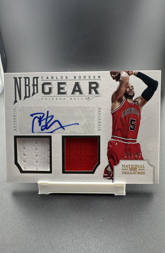 2012-13 Panini National Treasures Combos Signatures 37/49 Carlos Boozer #43