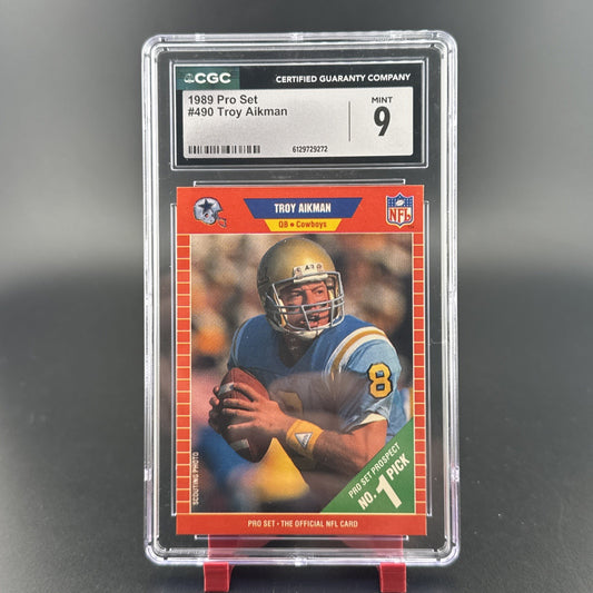 1989 Pro Set Troy Aikman #490 (RC) Dallas Cowboys PSA 9
