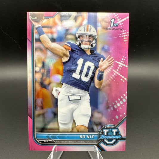2022 Bowman University - Bo Nix Pink Refractor #8 Auburn 1st Bowman