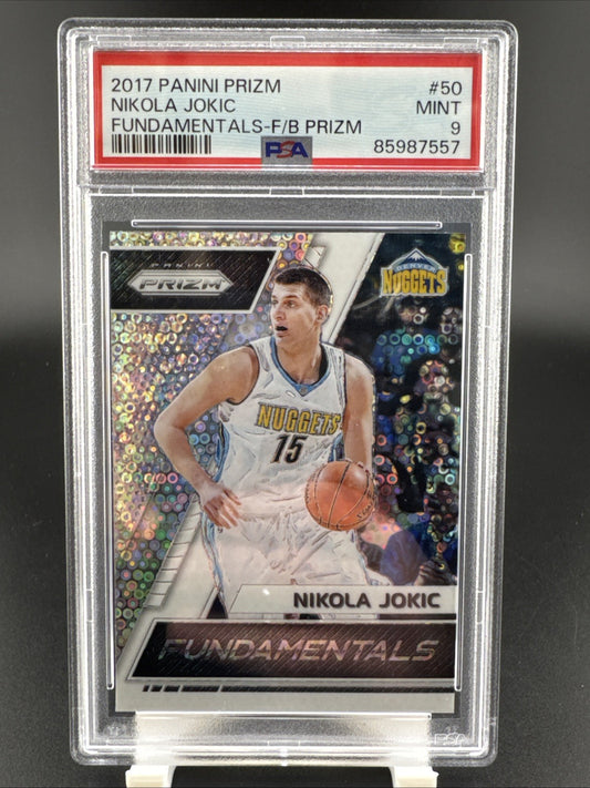 2017 Panini Prizm Nikola Jokic #50 Fundamentals Fast Break Prizm PSA 9