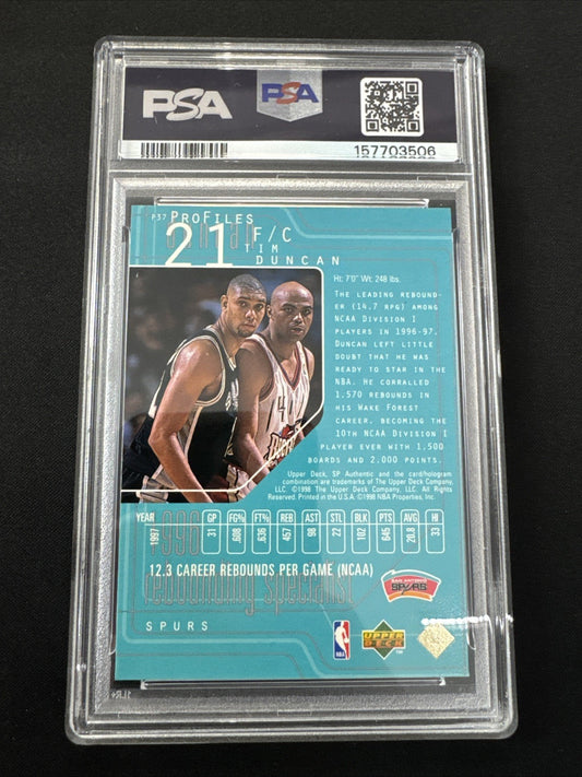 1997-98 SP Authentic - Profiles Tim Duncan #P37 (RC) PSA 10 POP 23