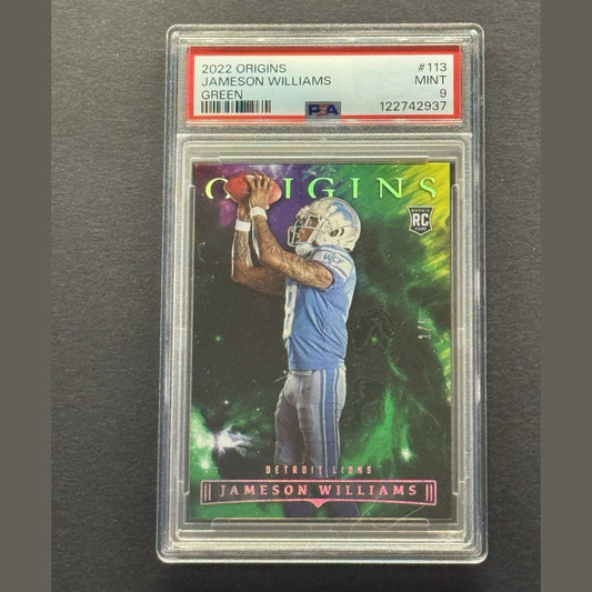 2022 Panini Origins Jameson Williams 1/5 Green Rookie PSA 9 #113