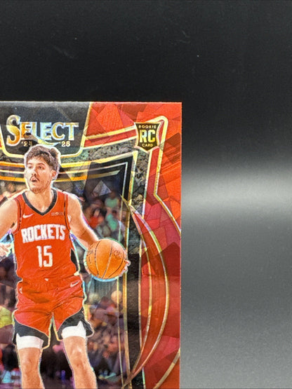 Panini 2024-25 Select Reed Sheppard #68 Rockets Red Cracked Ice Concourse