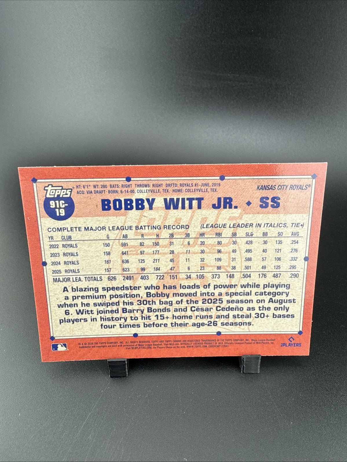 2026 Topps Series 1 - 1991 Topps Chrome Silver Pack Mojo Bobby Witt Jr. #91C-19