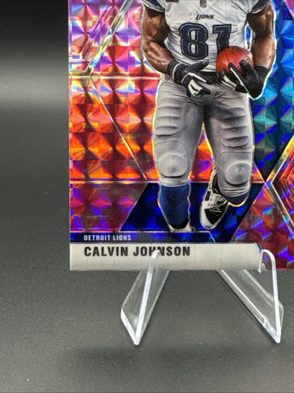 2020 Panini Mosaic #75 Calvin Johnson Prizm Camo Pink Detroit Lions