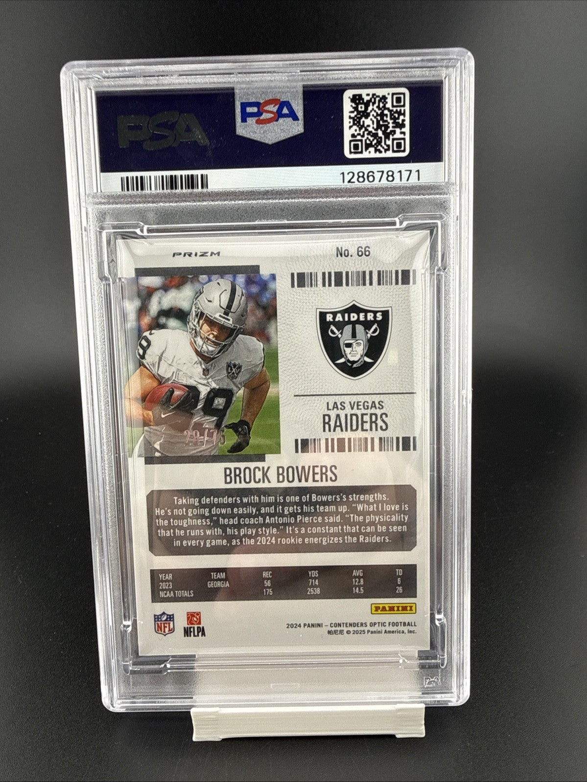 2024 Panini Contenders Optic Rookie Ticket Brock Bowers Orange 72/75 PSA 10