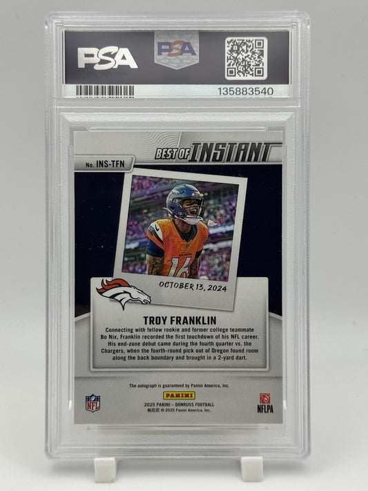 TROY FRANKLIN  2024 PANINI DONRUSS INSTANT BEST OF AUTOGRAPH PSA 10 First NFL TD