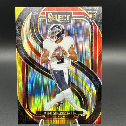 2024 Select Michael Penix Jr. Premier RC Red and Yellow Prizm Shock #110