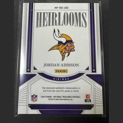 2023 National Treasures - Heirlooms Jordan Addison Holo Silver #HEI-JAD /25 RC