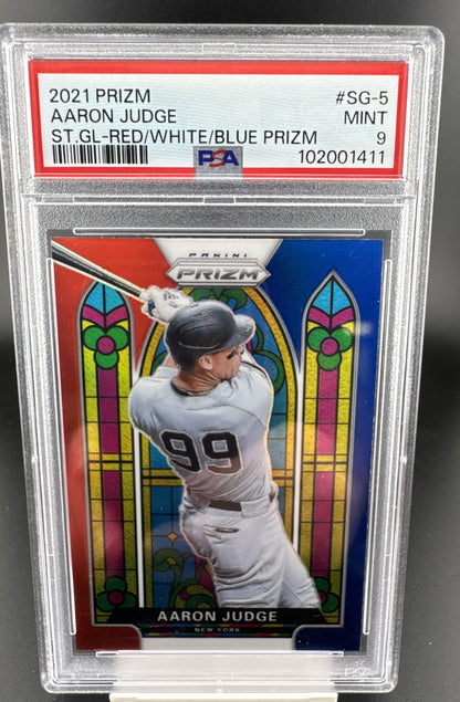2021 Panini Prizm - Stained Glass Aaron Judge #SG-5 Red White & Blue Prizm