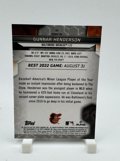 🔥2023 Bowman's Best Gunnar Henderson RC ⚾️BRONZE REFRACTOR ROOKIE!🔥🔥