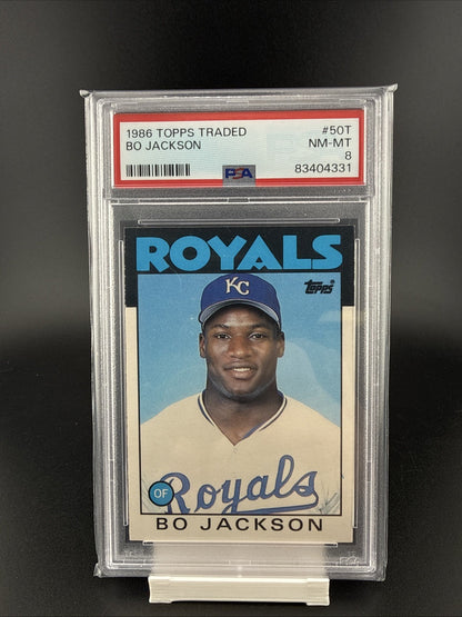 Topps 1986 Traded #50T Bo Jackson RC Base Set Kansas City Royals PSA 8