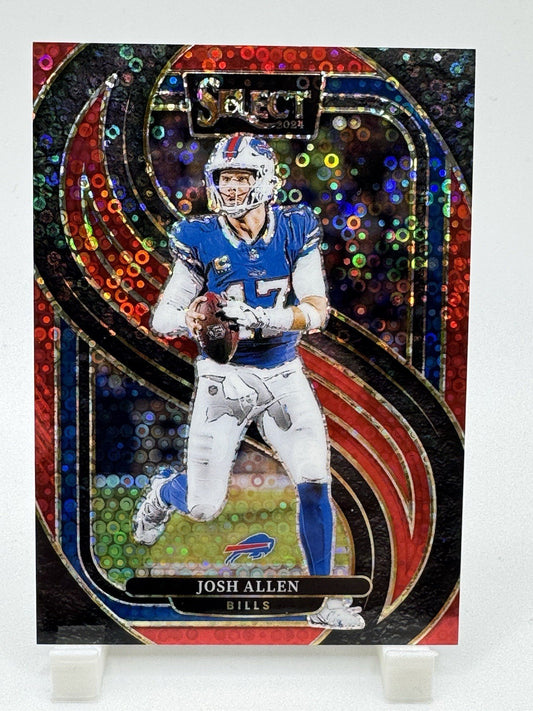 Josh Allen 2024 Panini Select Premier Level Red Disco #122 Jersey Match  30/49