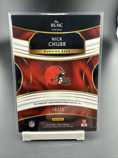 2018 Panini Select - Rookie Signatures Nick Chubb #RS-NC /75 (AU, RC)