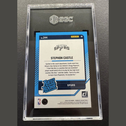 2024-25 Panini Donruss Rated Rookie Stephon Castle #244 Holo Green Laser SCG 10