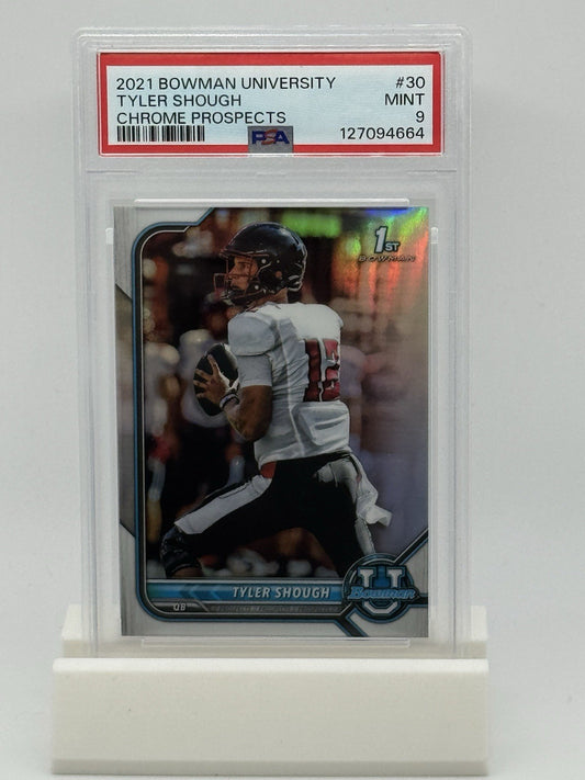 Tyler Shough 2021 Bowman University #30 Chrome Refractor PSA 9