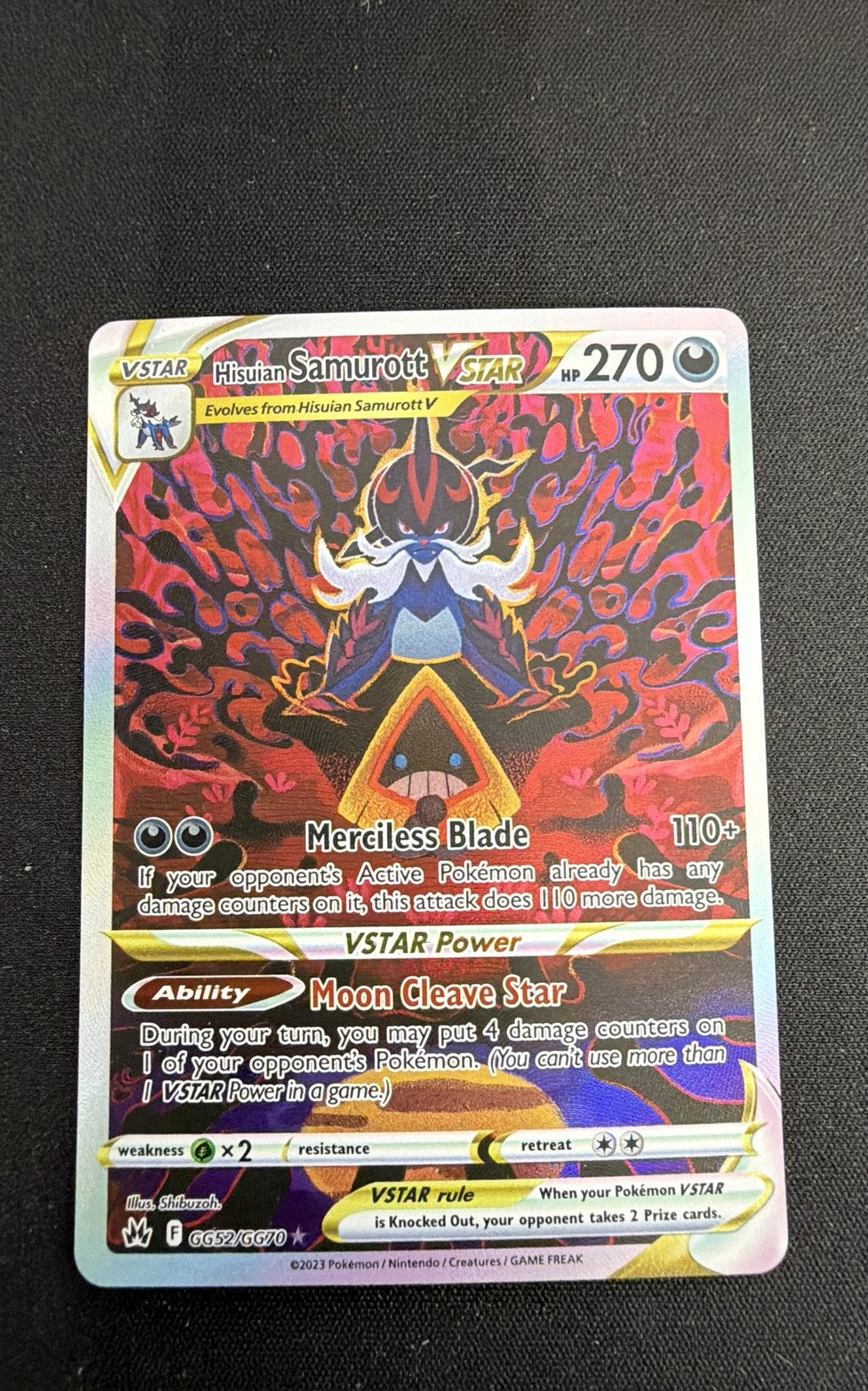 Hisuian Samurott VSTAR GG52/GG70 SWSH: Crown Zenith: Galarian Gallery Holo