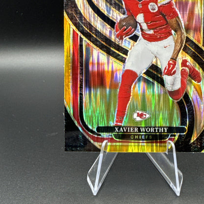 2024 Panini Select Premier Level Xavier Worthy #119 Black, Yellow & Red Shock