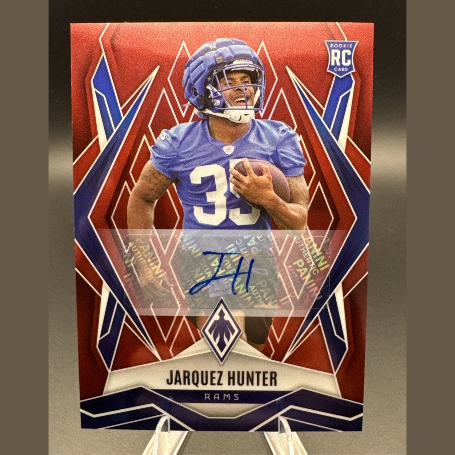 Jarquez Hunter 2025 Panini Phoenix Football RC Rookie Auto Red #232 48/99