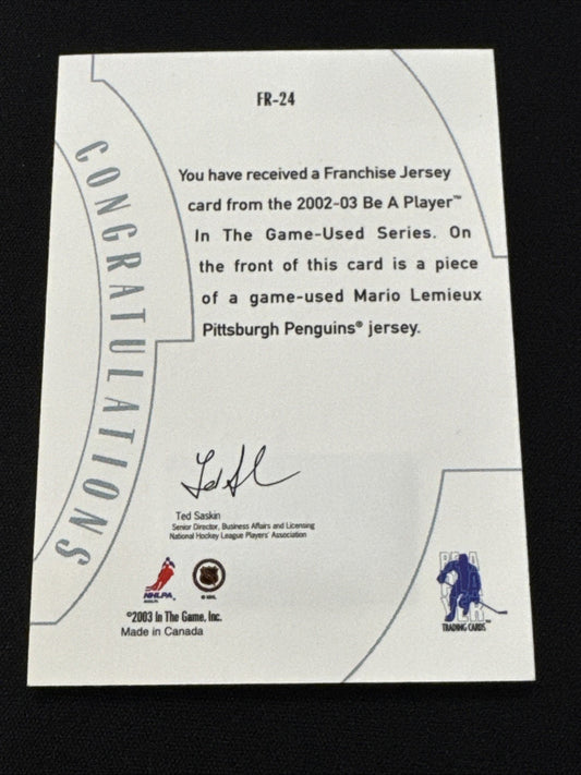 2002-03 Be a Player In the Game Used Franchise Jersey Mario Lemieux