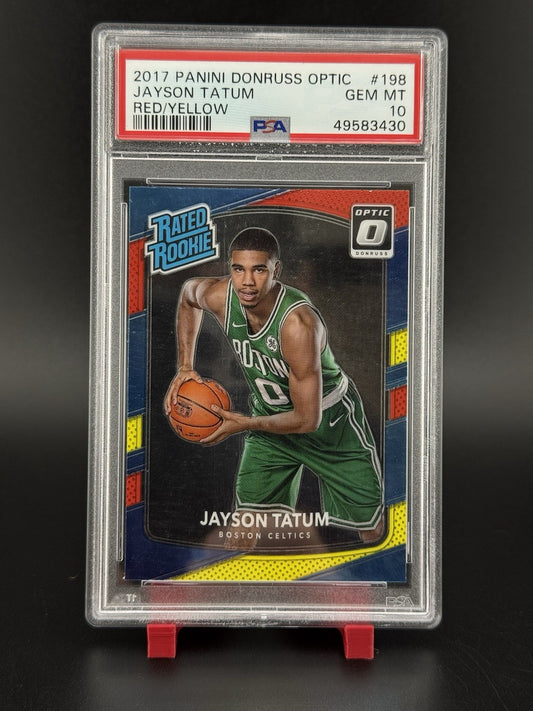 2017-18 Donruss Optic Jason Tatum Red/Yellow Rated Rookie #198 PSA 10