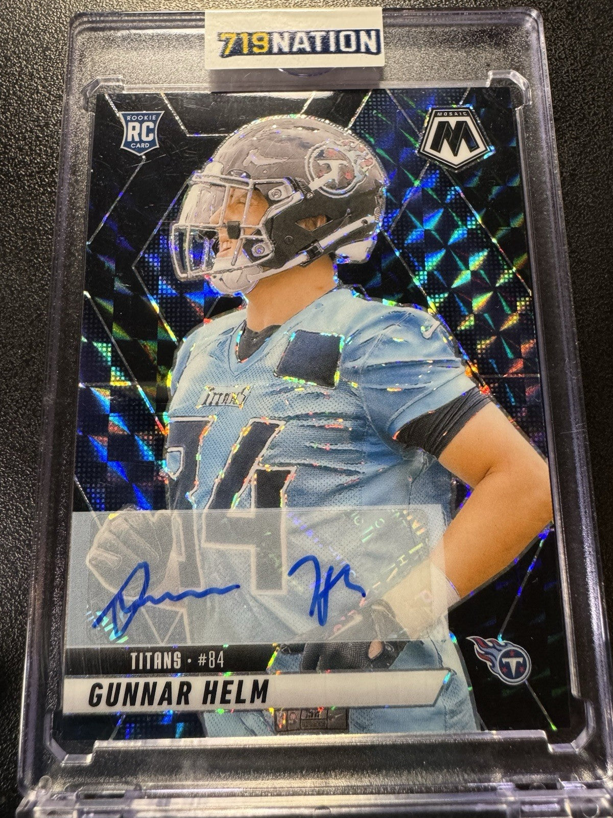 2025 Panini Mosaic Football Gunnar Helm Black 1/1 Rookie Auto