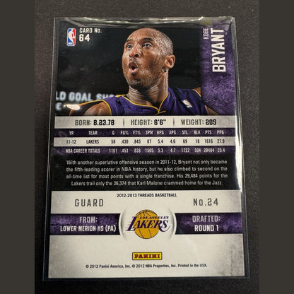 2012-13 Panini Threads #64 Kobe Bryant BASKETBALL Los Angeles Lakers