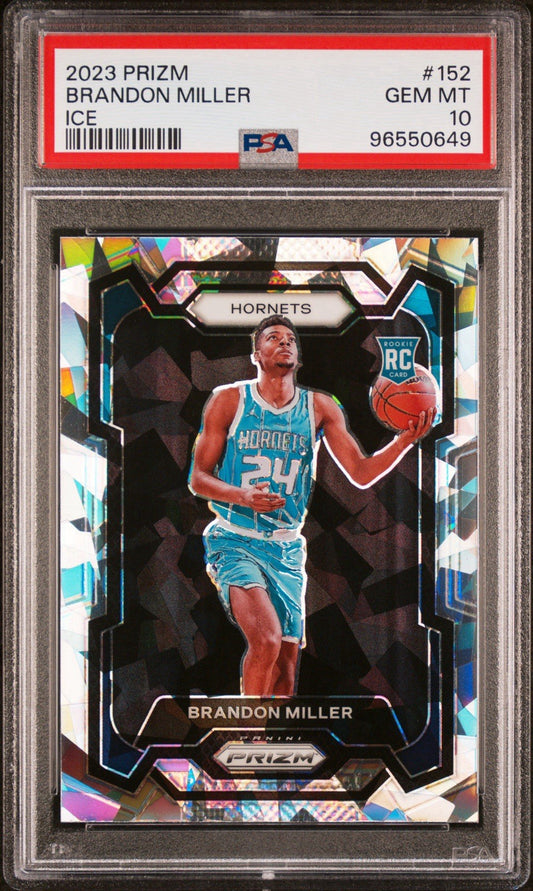 2023-24 Panini Prizm - Rookie Cracked Ice #152 Brandon Miller RC Hornets PSA 10