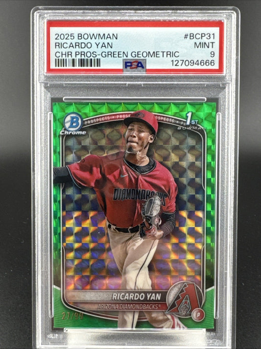 2025 Bowman Ricardo Yan Chrome Pros-Green Geometric PSA 9 #BCP31