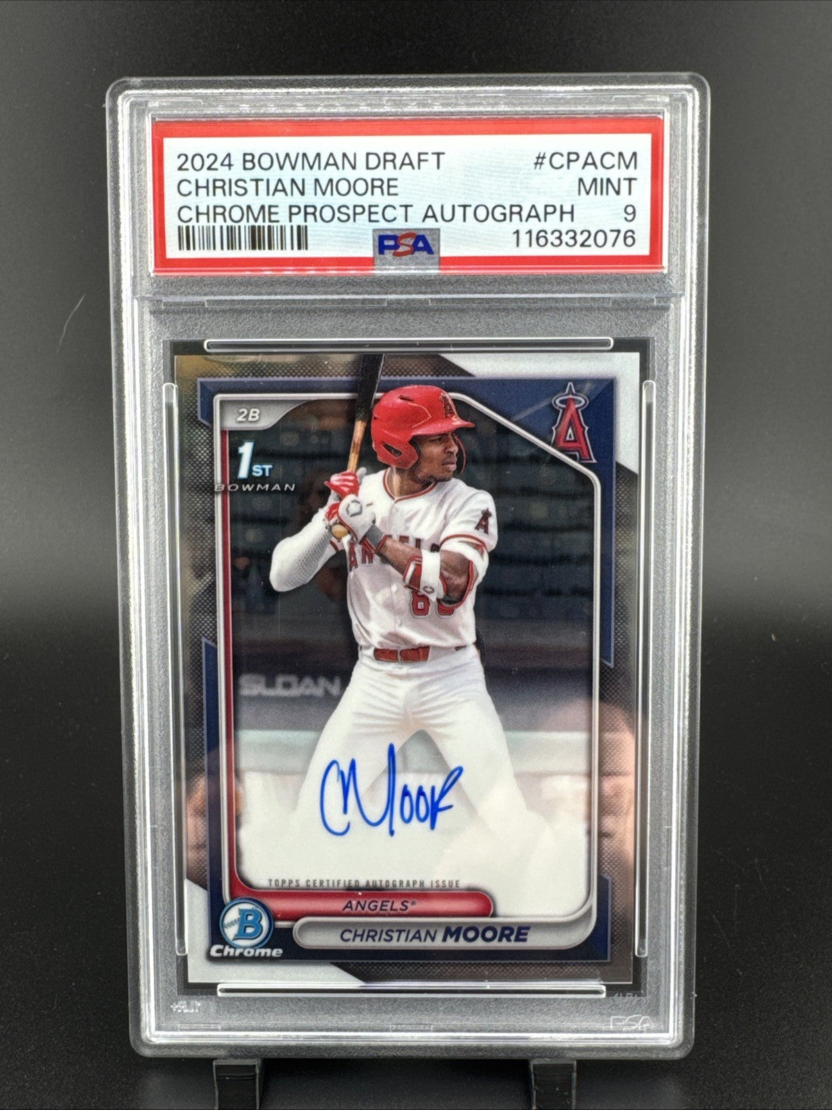 2024 Bowman Draft Chrome Prospect Autographs Christian Moore #CPACM PSA 9