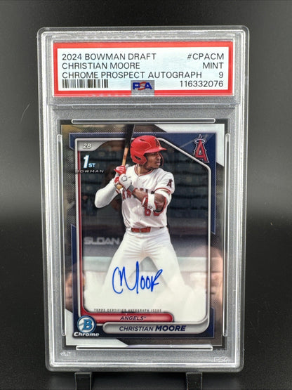 2024 Bowman Draft Chrome Prospect Autographs Christian Moore #CPACM PSA 9