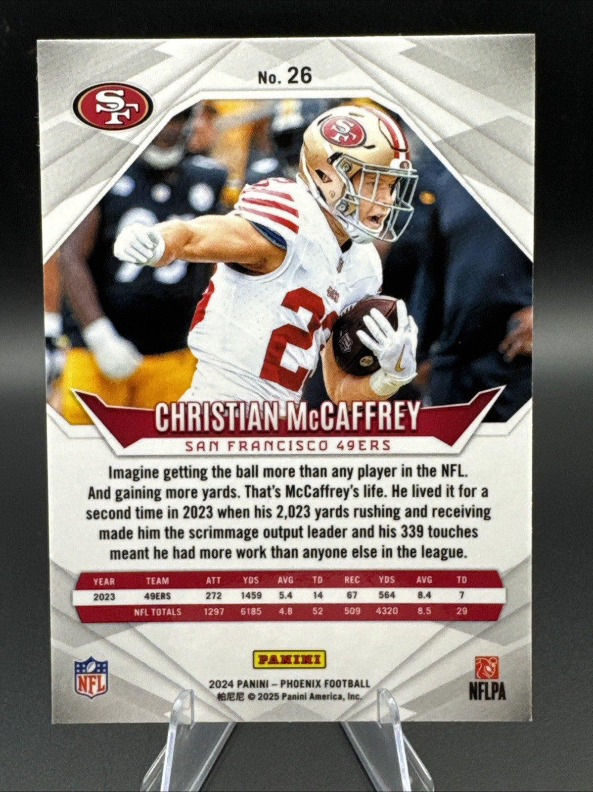 CHRISTIAN MCCAFFREY #26 2024 PANINI PHOENIX 49ERS LAZER
