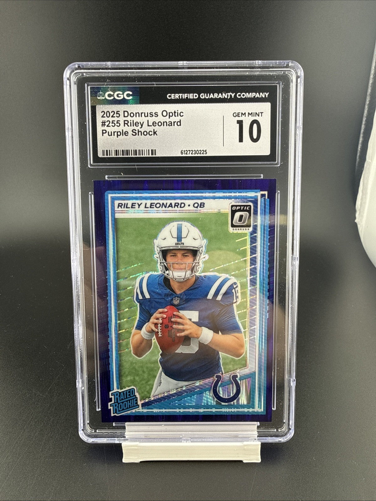 2025 Panini Donruss Optic - Rated Rookie Riley Leonard #255 Purple Shock...