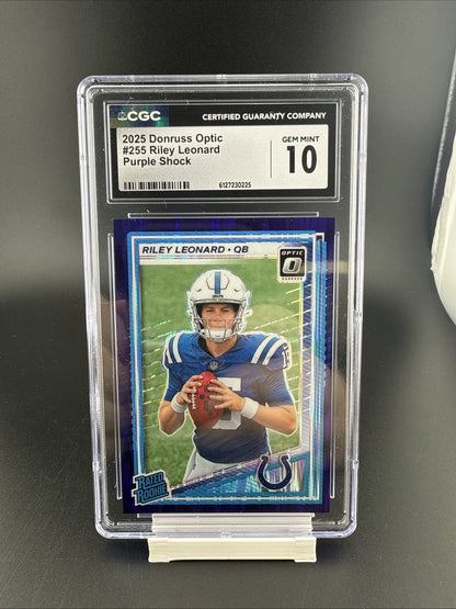 2025 Panini Donruss Optic - Rated Rookie Riley Leonard #255 Purple Shock...