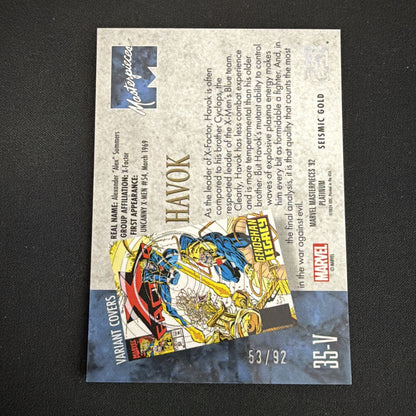 Marvel Masterpieces '92 Platinum Havok Seismic Gold Variant Covers /92 Numbered