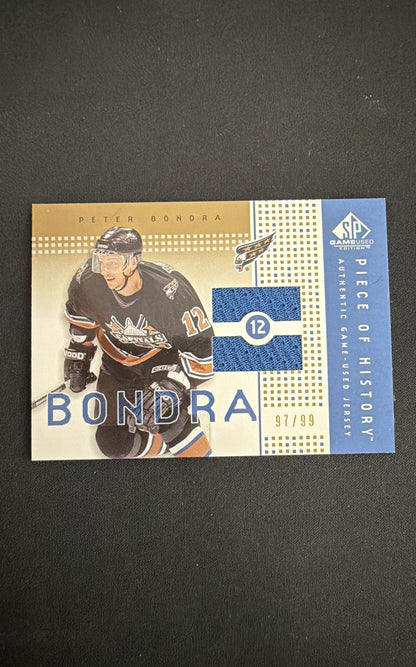 2002-03 SP Game Used - Piece of History Peter Bondra #PH-BD Gold /99 (MEM)