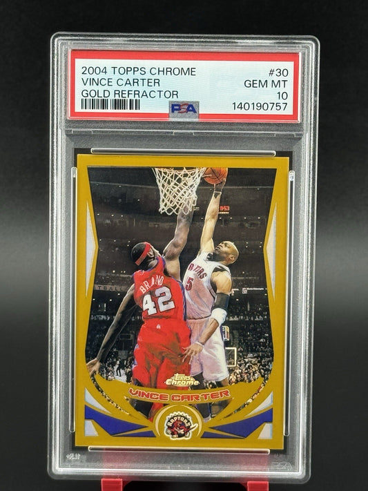 2004-05 Topps Chrome Basketball Vince Carter Gold Refractor /99 #30 PSA 10 Pop 4