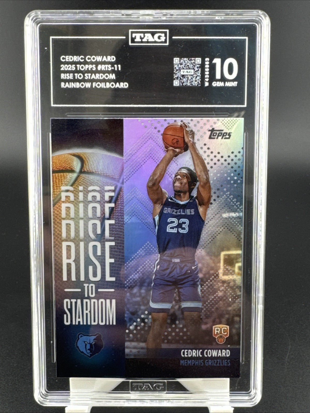 2025 Topps Basketball Cedric Coward Rise To Stardom Rookie Rainbow RTS-11 TAG 10