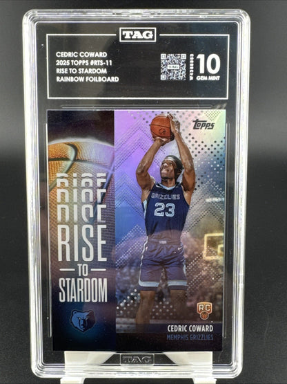 2025 Topps Basketball Cedric Coward Rise To Stardom Rookie Rainbow RTS-11 TAG 10