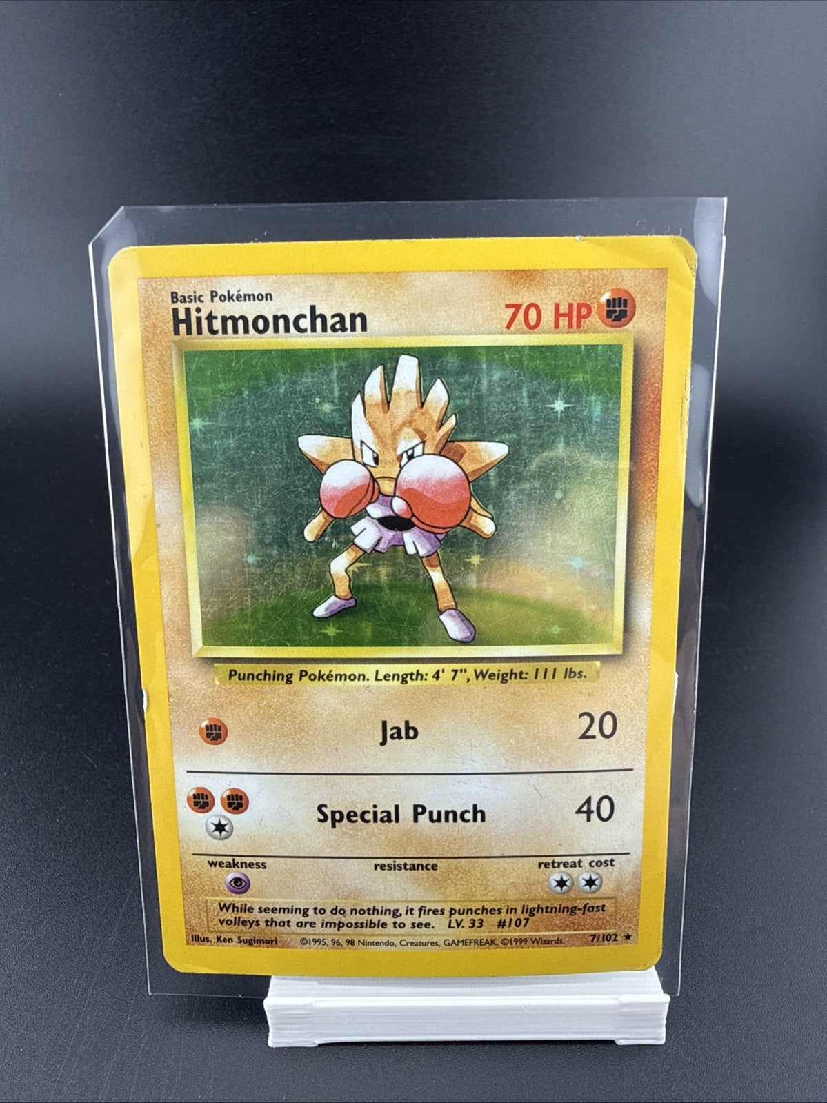 Pokémon TCG Hitmonchan 7/102 Holo  Wizards Base Set